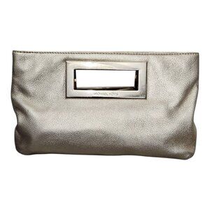 MICHAEL Michael Kors Women's Metallic Berkley Pebble Leather Gold Clutch Bag